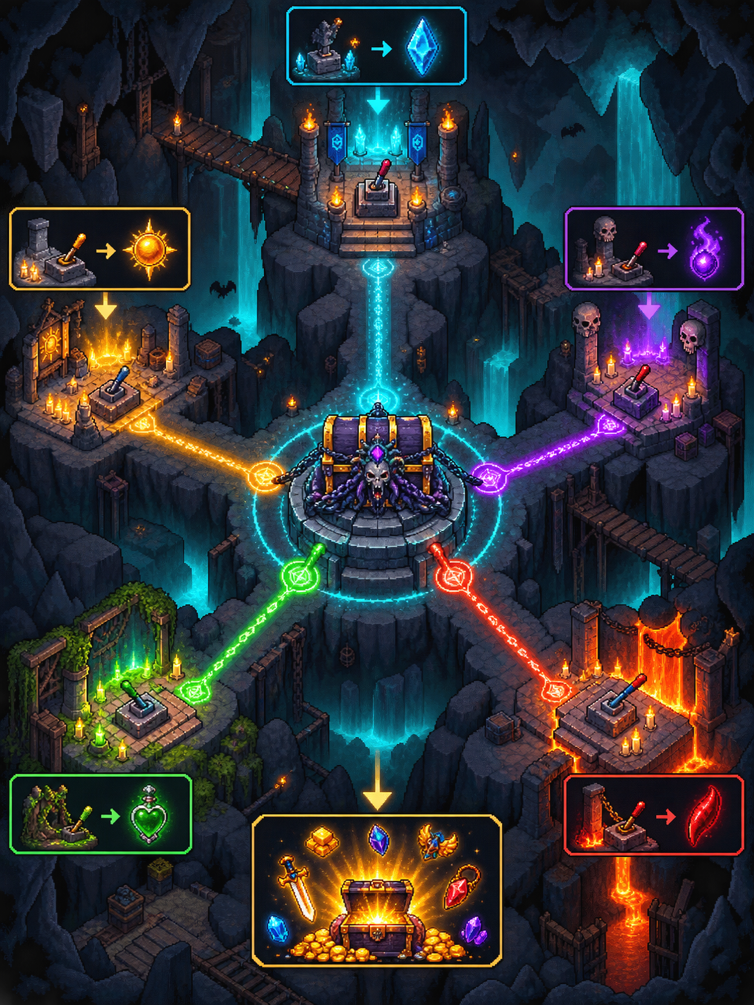 Original illustrative Abyssal Chest encounter scene